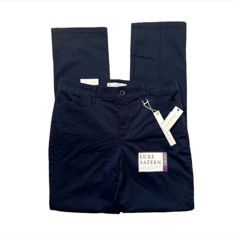 NWT Gloria Vanderbilt Khaki Unltd Straight Leg Dress Pants Size 6 Navy Blue - Picture 9 of 10